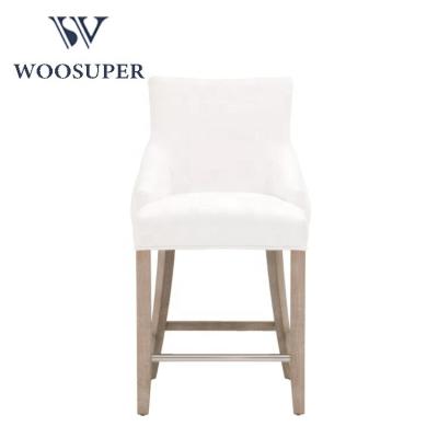 China New Design Rustic Modern Luxury Counter Furniture Ash Solid Stool With Tufted Back. for sale