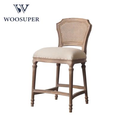 China New design hamptons style bar furniture rustic ash solid rattan bar chair. for sale