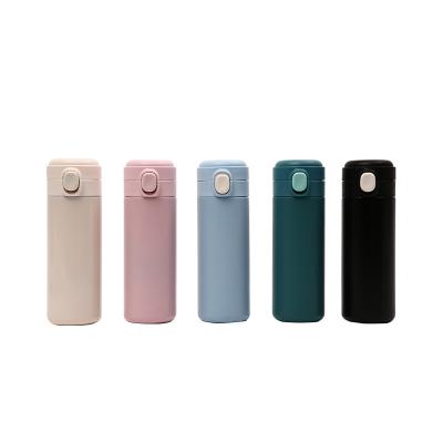 China Sustainable Candy Color Stainless Steel Vacuum Insulated Metal Flasks Water Bottles with One-click Lids for sale