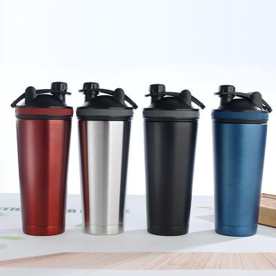 China Sustainable 750ML 304 stainless Steell Protein Shaker Bottle Blender Gym Water Bottles with Custom Logo for sale