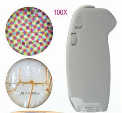 China 100X de Microscoopzak Magnifier van de handvat Mobiele Telefoon met Schaal ROHS Te koop