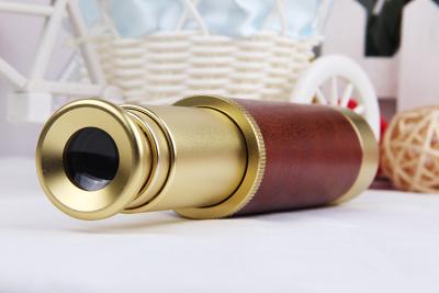 China Gold 9X 32mm Pirates Zoom Monocular Brass Spyglass Telescope with Pouch for sale