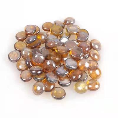 China High Luster Reflective Fire Glass Beads 17-19mm patio glass beads Dark Amber Color glass pebbles for sale