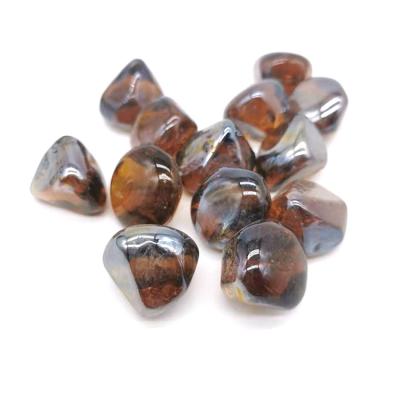 China Toy Factory Fire Glass Bead For Fire Place Amber Glass Ball Solid Diamond Glass for sale