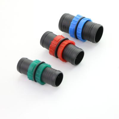 China Agriculture Drip Irrigation Fitting 25,28,32mm Layflat Hose Use Fittings Lock Ring Coupling for sale