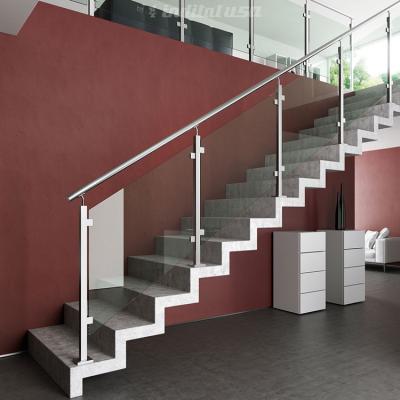 China 304 316 Stainless Steel Stair Railing Staircase Design Modern Glass Stair Railing Glass Balustrade Systems for sale