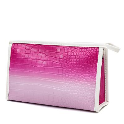 China Luxury Large Capacity PU Make Up Cosmetic Bag Waterproof Gradient Color Wash Bag Travel Cosmetic Bag for sale