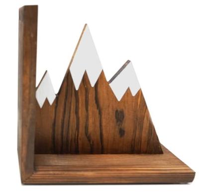 China Wooden Mountain Wood Non-Slip Bookends for sale