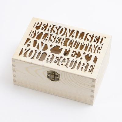 China Handmade Laser Cut Keepsake Wedding Baptism Gift Wooden Storage Box for sale