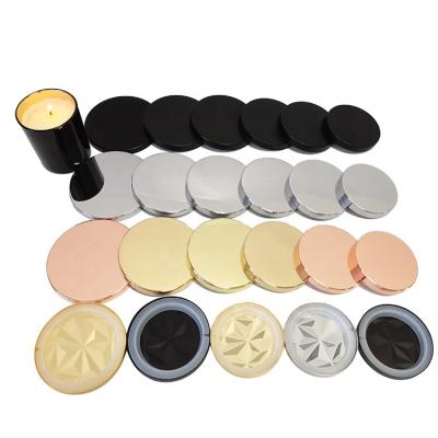 China Non Spill Metal Candle Lid Silver Gold Rose Gold Black Container Lid Candle Jars Lid for sale