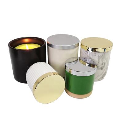 China Wholesale Modern Metal Lid Matte Ceramic Candle Jar With Luxury Empty Ceramic Candle Container For Candle Making for sale