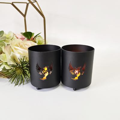 China Home Wholesale Custom Candlestick Pattern Decoration Scented Candle Glass Jars Decoration Metal Candle Holders for sale