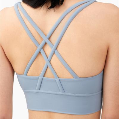 China Lady 2021 new arrival gym bra workout gym bra women antibacterial top quality cross crop back shockproof for sale