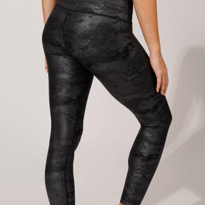 China Custom Embossed Shiny Leather Tights Sports High Waist Fitness Yoga Pants High Quality Breathable Yoga Gaiters for sale