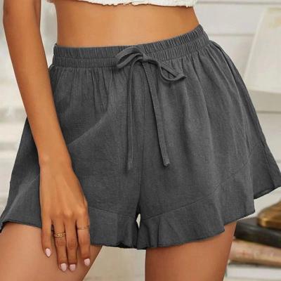 China High Quality Anti-wrinkle Women Loose Fungus Short Pants Lounge Shorts Pants Comfortable Pure Cotton Side for sale