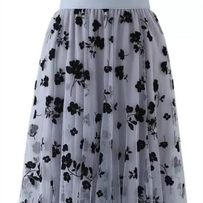 China Breathable Mesh Tulle Long Skirt Summer Multi Layer Women Chiffon Floral Skirt for sale