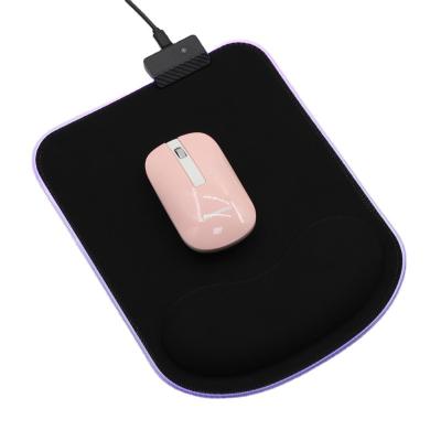 China Durable Memory Foam RGB Ergonomic Mouse Pad With Anti-Slip Rubber Wrist Rest Base for sale