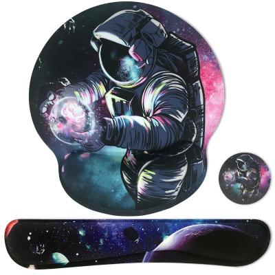 China With Anti Slip Wrist Rest Memory Foam Round Shape Mouse Pad And Keyboard Protective Rubber Mobile Set for sale