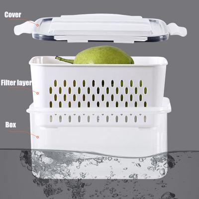 China Freezer Box 800ML 1750ML 3300ML Storage Containers Refrigerator BPA Free Drain Safe Plastic Fresh Airtight Organizer for sale