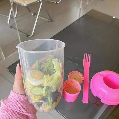 China Viable Colorful Salad Mug with Fork and Sauce Mug for Fitness Professionals and Office Workers, 1000ml/33.81oz for sale