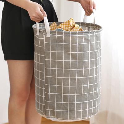 China Wholesale Modern Cotton Canvas Portable Round Dirty Laundry Basket Toy Large Capacity Storage for sale