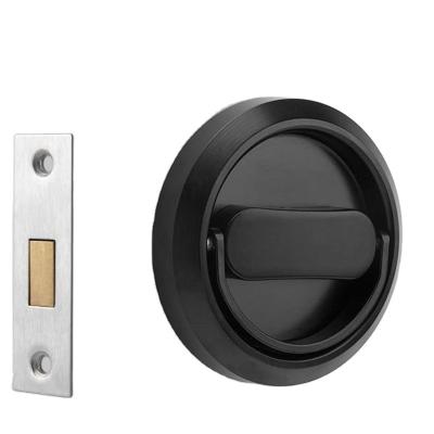 China Modern minimalist pull ring handle stainless steel single side invisible door lock with C lock body for wooden furniture for sale