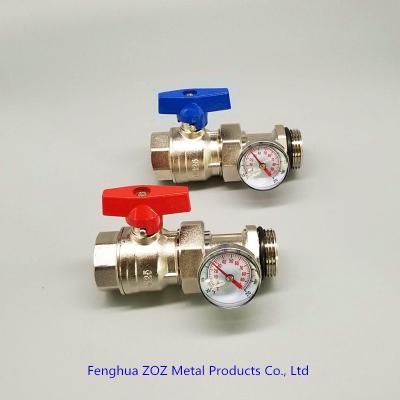 China Ball valve for heating various radiant floor heating NPT ball valves with temperature measurement for sale