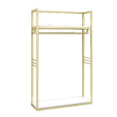 China Clothes shop custom stainless steel fabric store display racks clothes display racks metal boutique men gold retail clothing rack for stores for sale