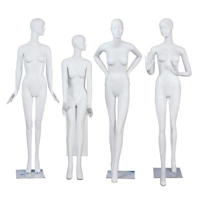 China For Clothing Display White Shiny Women Stand Fiberglass Model Full Body Display Mannequin Female For Clothing Display for sale