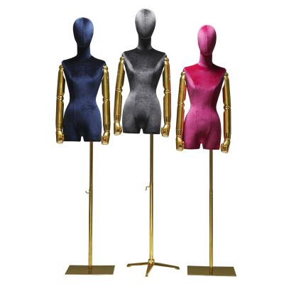 China For Clothing Display Upper-body Velvet Half Body Mannequin Female Torso Models Woman Clothing Store Lady Display Dress Form for sale