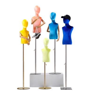 China For Children's Clothing Store Unisex Mannequin Stand Props Half-Body Men's Models Children's Clothing Stand Color Velvet for sale