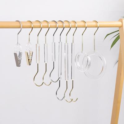 China Minimalist Acrylic Round Ring Scarf Clothing Store Hanger Crystal S Hook Hang Hanger Women For Kids for sale