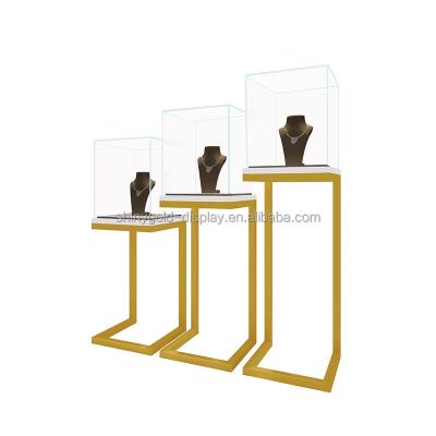 China Jewelry Factory Luxury Store Jewelry Store Custom TopGrade Metal Gold Jewelry Display Cabinet Sets for sale