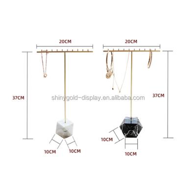 China Reusable Marble Hanging Necklace Display Stand Jewelry Necklace Stand Metal Jewelry Holder for sale