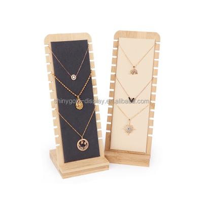 China Reusable Necklace Display Wood Stands Wooden Model Board Jewelry Rack Detachable Hanging Shelves With 12 Hole for sale