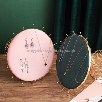 China Reusable Jewelry Shelf Ring Tray Showcase Props Nordic Style Drum Necklace Storage Rack Jewelry Display Shelf for sale