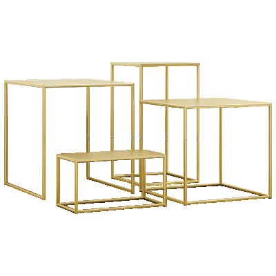 China Shops Brushed Gold Clothing Display Shop Display Table / Metal Nesting Table / Garment Tables For Retail Display for sale