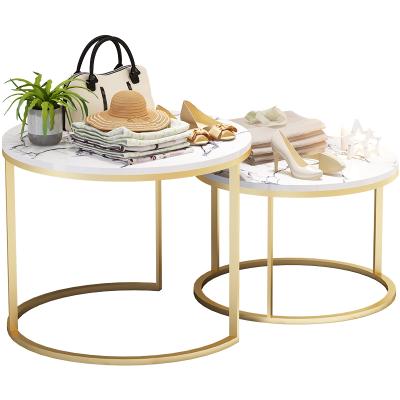 China Shops Customized Gold Round Nesting Side Tables Furniture Modern Marble Nested Tea Coffee Table Set For Shop for sale