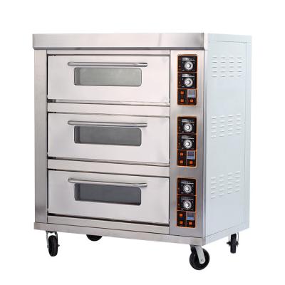 China Hotel CE Approved 3 Decks 9 Trays Electric Pizza Ovens Commercial Industrial Bakery Machine for sale