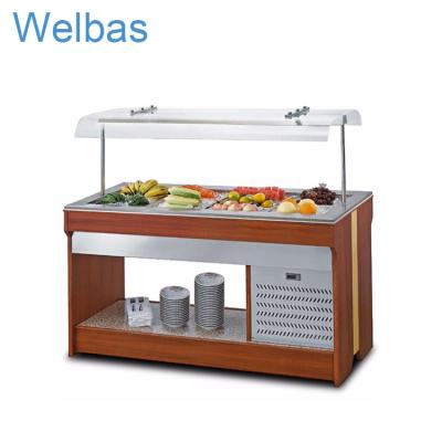 China Guangzhou Single-temperature Refrigerated Food Salad Bars Pleasantly Bars Restaurant Buffet Fridge Cold Display Equipment Freezer for sale