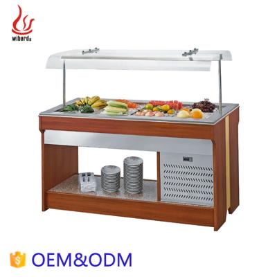 China Single-temperature commercial wooden buffet salad bar refrigerator/electric salad bar/salad display bar for sale