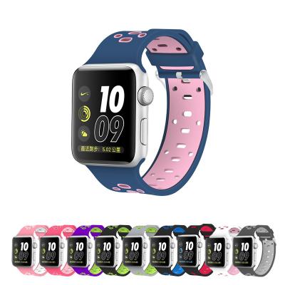 China Breathable Soft Silicone Rubber Sport Strap For Apple Watch Series 1 2 3 4 Band 5 Replacement For Iwatch TPU Watchbands for sale