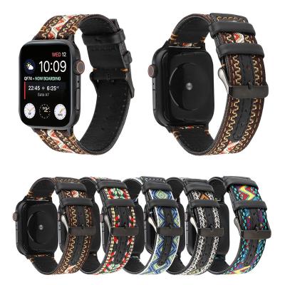 China Bohemia Leather Knit Wrist Strap Leather Watch Band For Apple Watch Series 1 Band 2 3 4 5 For Iwatch Band 38mm 40mm 42mm 44mm for sale