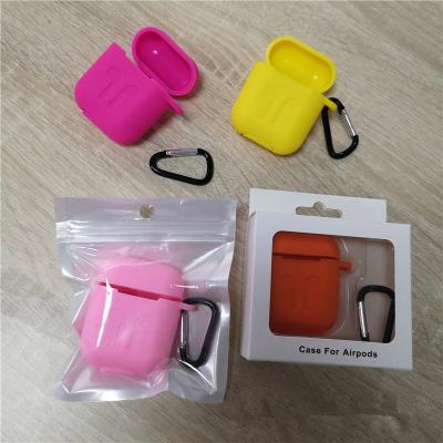 China For Inear Earphone Soft Silicone Cases Earphone Bag With Metal Key Chain For Apple Airpods TPU Case For Airpods 2 Protective Cover Headphone Cases for sale