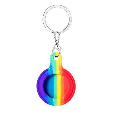 China APP Control Rainbow Silicone Protector Case For Apple Airtag Pampers Location Tracker Stopper For Airtags Anti Lost Rope Holder for sale