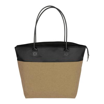 China Beautiful Light Shoulder Zipper Tote Eco Friendly Foldable Shopping Tote Design Fabric Tote Bag for sale