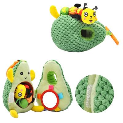 China Jollybaby Avocado Apple Pineapple Soft Fruit Strawberry Multifunctional Hanging Bell Customized Plush Toy Shaking Ring Rattle Doll Soft Toy for sale