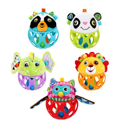 China Soft Jollybaby Shaking Rattle Animal Ball Toys Soft Touch Eco-Friendly Material Rattle Ball for sale