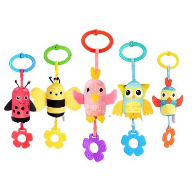 China Soft Hanging Toy Animal Ring Plush Stroller Fold Rattle Wind Chime Baby Rattle Car Promotion Travel Squeaky Infant Activity Hutch for sale