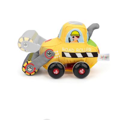 China Promotion Jollybaby Soft Material Polyester Stuffed Hand Plane Helicopter Roll Fast Bulldozer Pull Back Car Toy Set for sale